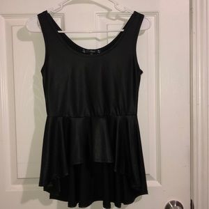 Black pleather peplum shirt